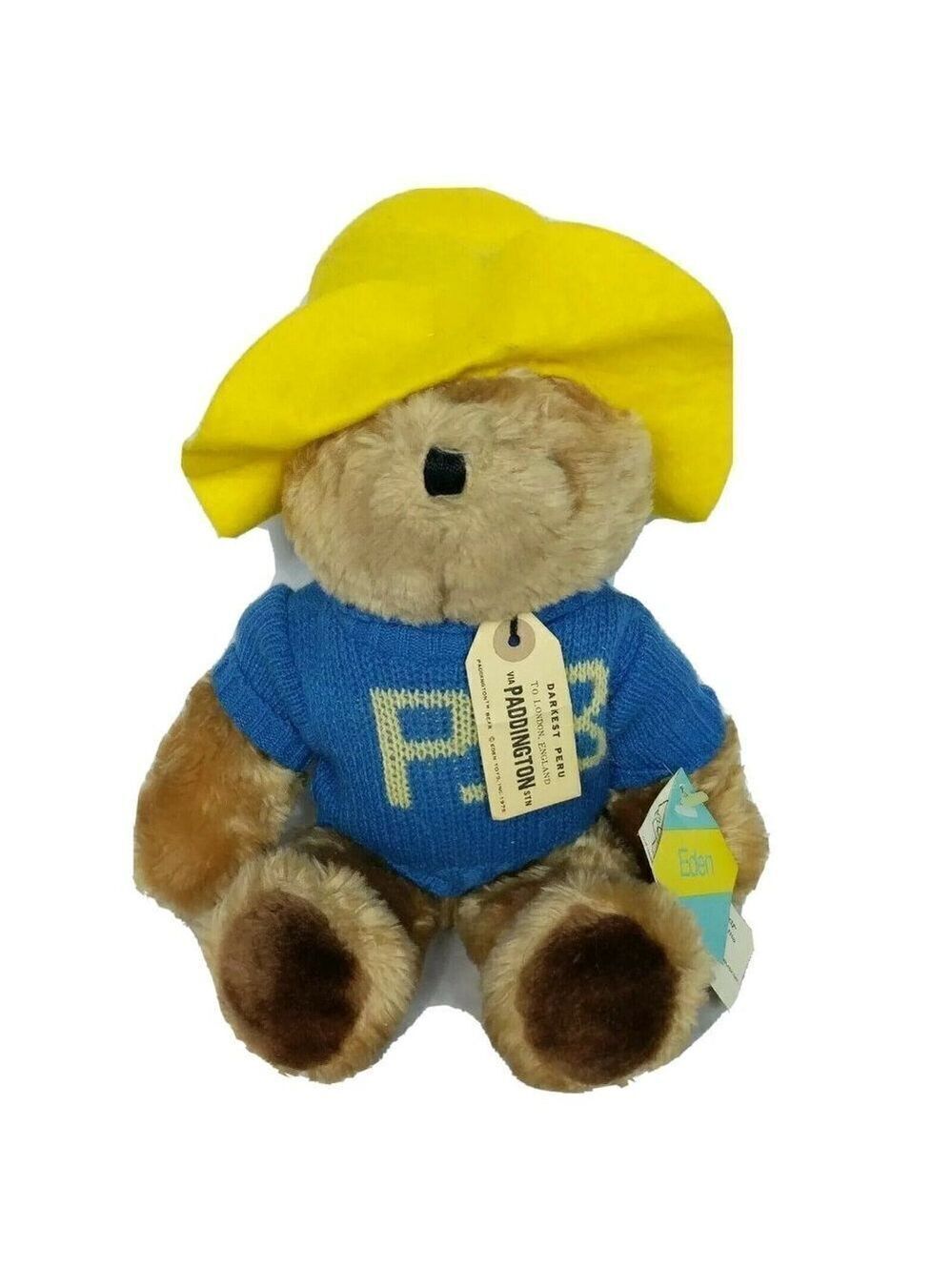 Eden Paddington Bear Vintage Blue Sweater Plush NWT